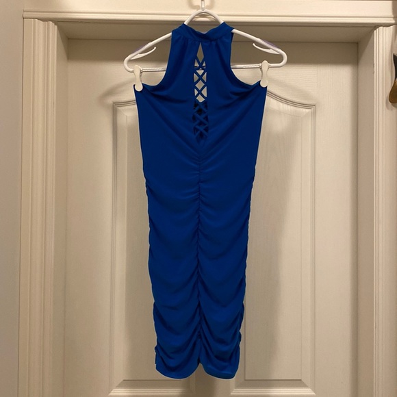 Bright Blue Slinky Sexy Dress - Picture 1 of 6